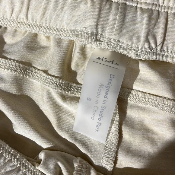 Zuda cream shorts elastic waistband drawstring basketball small - Picture 2 of 8